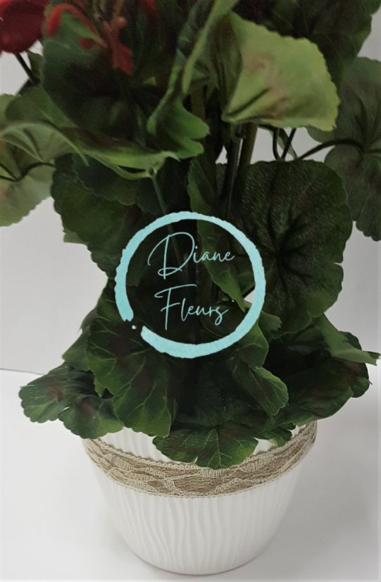 Изкуствен гравец Здравец в саксия Ø 25см x височина 49см червена аранжировка с тежести