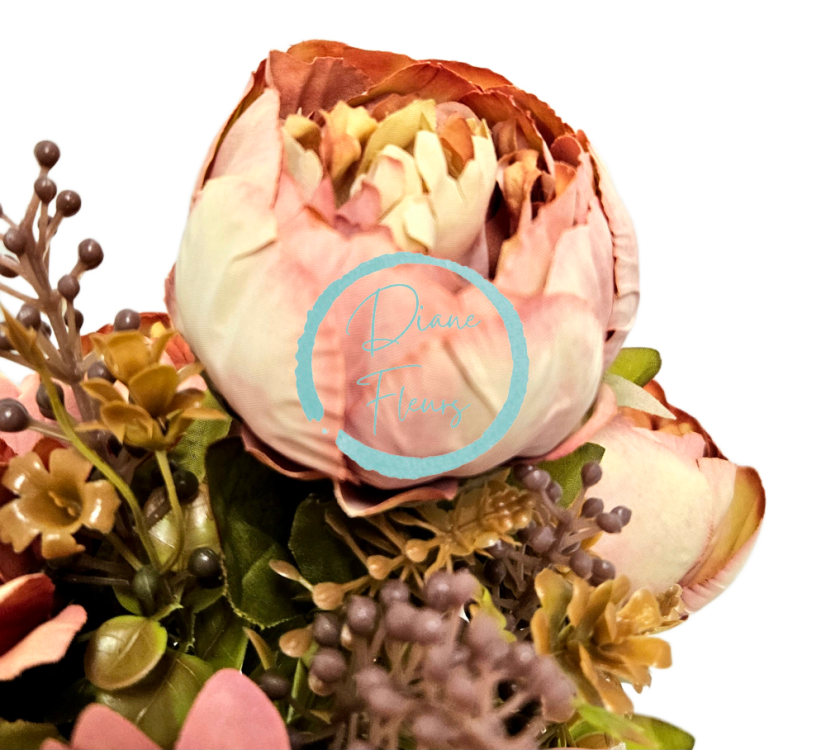 Artificial Peonies and Sunflowers luxury bouquet 50cm Brown