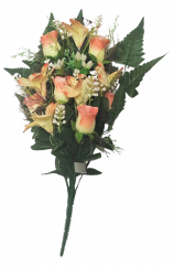 Künstliche Rosen und Alstroemeria Inkalilien Strauß x12 52cm Rosa und Gelb