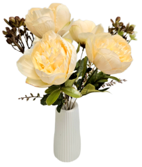 Buchet de bujori 40cm flori artificiale crem