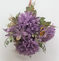 Kytice Chryzantéma & Lilie "12" 50cm fialová umělá