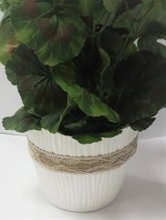 Umelý Muškát Pelargónia v črepníku O 25cm x výška 49cm biela záťažový aranžmán