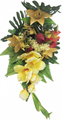 Růže & Gladioly & Lilie kytice "16" žlutá & červená 70cm umělá