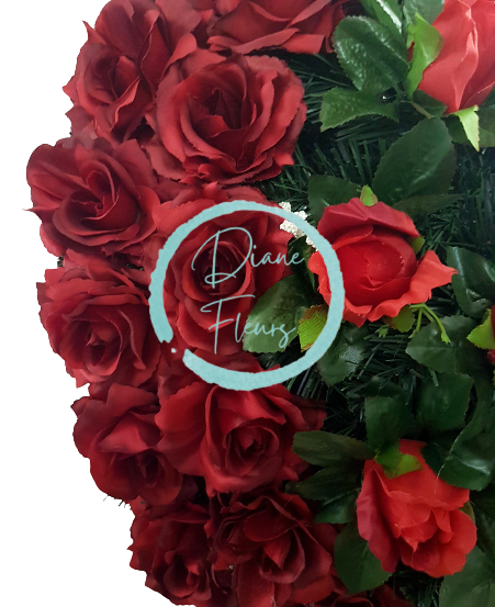 Smútočný veniec "Srdce" z Ruží 65cm x 65cm červená umelý