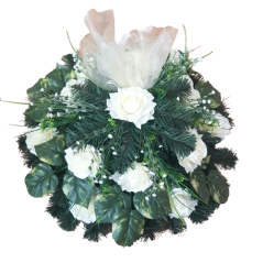 Artificial Wreath with Roses and accessories Ø 55cm Cream