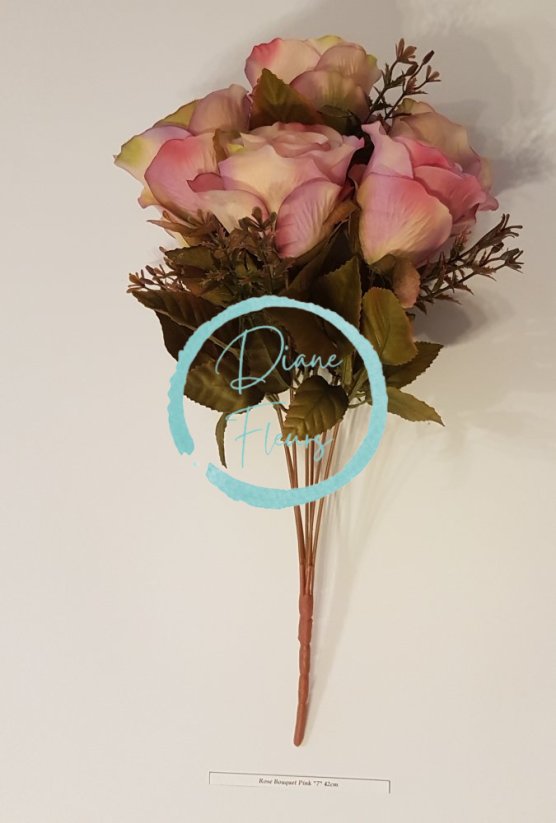 Bukiet róż "7" różowy 42cm sztuczny