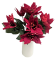 Poinsettia Poinzercia Vianočná ruža a Bobuľe kytica x7 26cm červená