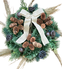 Exclusive luxury pine wreath decorated with cones and accessories 40cm