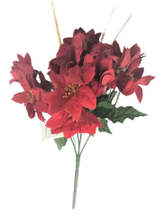 Poinsettia Euphorbia Vianočná ruža kytica 25cm červená umelá