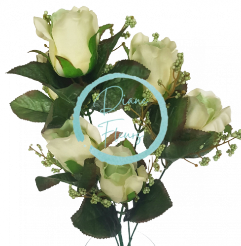 Artificial Roses Flower x6 78cm Light Green