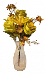 Künstliche Blumenstrauß aus Rosen, Gänseblümchen und Lilien x7 Grün 44cm