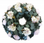 Wieniec żałobny krąg ze sztucznymi różami, hortensjami i dodatkami 60cm kremowy, św. różowy