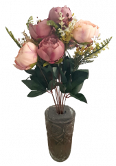 Exclusive Bazsarózsa csokor x11 50cm lila és rózsaszín művirág