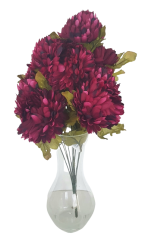 Buchet de crizanteme x10 53cm burgundia flori artificiale