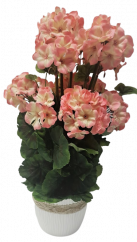 Plante artificiale Geranium într-o oala 25cm x înăltime 49 cm roz închis