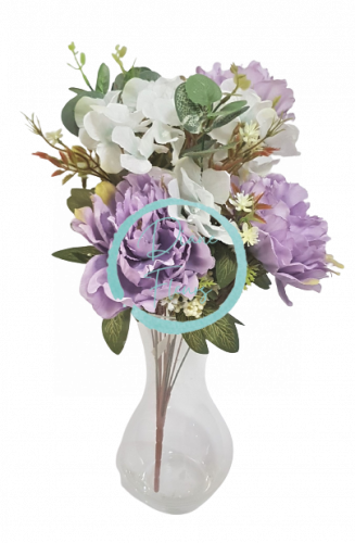 Bazsarózsa Bazsarózsa és Hortenzia csokor 48cm lila művirág