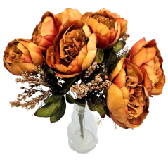 Exclusive Buchet de Bujori 38cm maro flori artificiale