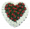 Smútočný veniec "Srdce" z umelých ruží 80cm x 80cm červený & krémový