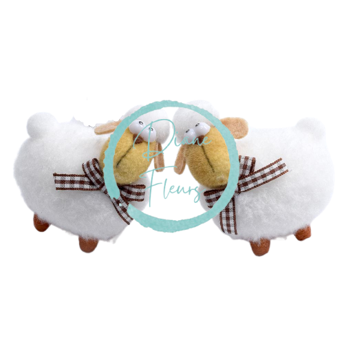 Veľkonočná ovečka s mašľou 7cm hnedá, biela