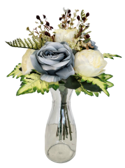 Artificial Exclusive Garden Hand Tied Bouquet Roses, Peonies and Accessories 38cm