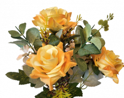 Růže kytice 30cm tm. žlutá umělá