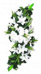 Trauerkranz mit Künstliche Lilien 100cm x 35cm weiß, grün