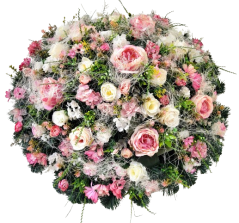Coroană artificială de lux Decorată exclusiv cu bujori, trandafiri, hortensii și accesorii 70cm
