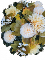 Künstliche Kranz die Ring-förmig mit Chrysanthemen, Dahlien und Zubehör Ø 40cm