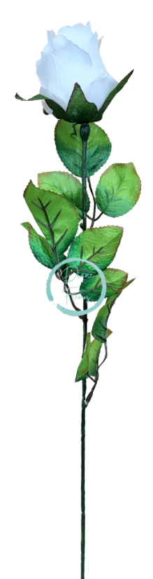 Mug de trandafir artificial pe tulpină 64cm alb