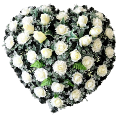 Artificial Wreath Heart Shaped with Roses 80cm x 80cm Cream