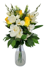 Buchet de trandafiri, gladiole, accesorii Exclusive 53cm flori artificiale
