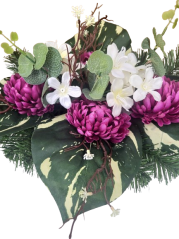 Sympathy arrangement made of artificial Chrysanthemums, Marguerites Daisies and Accessories 45cm x 33cm x 20cm