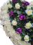 Smútočný veniec "Srdce" z umelých ruží 80cm x 80cm krémový, fialový