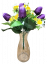 Tulipán és nárcisz csokor művirág x12 33cm lila, sárga