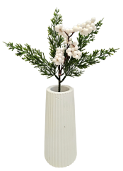 Dekorácia zeleň prízdoba pick bobuľky 28cm biela