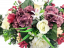 Kompozycja żałobna sztuczne róże, hortensje i akcesoria 62cm x 30cm x 20cm