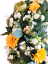 Temetési fenyőkoszorú Exkluzív Bazsarózsa és Gerberák, Sedum és Kiegészítők Ø 90cm