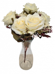 Trandafiri buchet crem x7 42cm flori artificiale