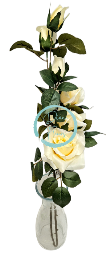 Buchet de trandafiri x6 88cm flori artificiale crem