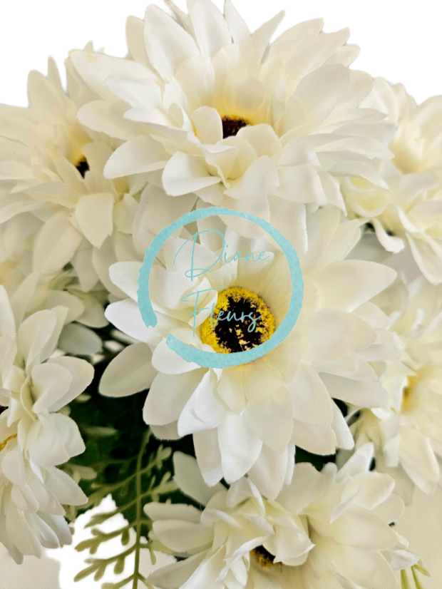 Букет от магаритки х11 32 см бял изкуствен