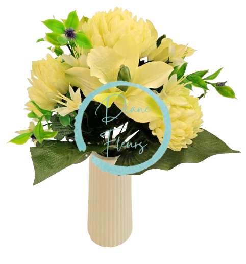 Crizanteme & Orhidee buchet violet & alb 13 inches (33cm) flori artificiale