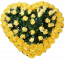 Wianek żałobny "Serce" wykonany ze sztucznych róż 80cm x 80cm w kolorze żółtym