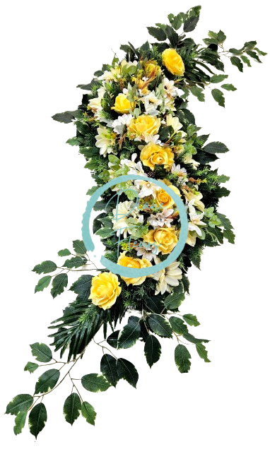 Artificial Wreath with Roses, Gerberas, Clematis and accessories 150cm x 50cm