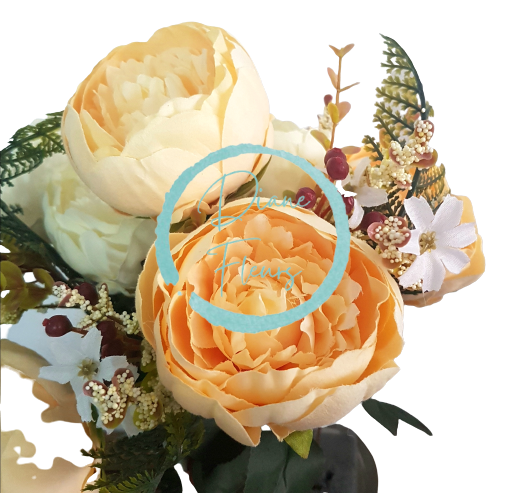 Exclusive Pivoňky Peonie kytice x11 50cm krémová & žlutá umělá