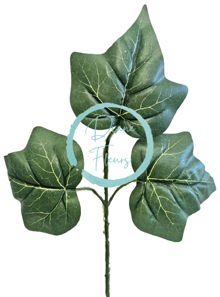Dekorácia list x3 35cm tm. zelený umelý