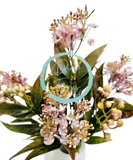 Dekorace přízdoba zeleň umělá 37cm růžová, zelená