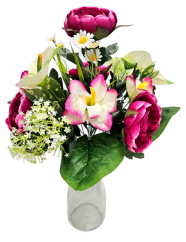Umelá kytica Pivonka, Alstromeria, Kala a doplnky 42cm vínová