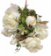 Artificial Roses & Lilies Flowers Bouquet x12 48cm White