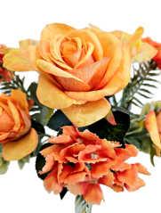 Buchet de trandafiri x12 44cm flori artificiale portocaliu, galben