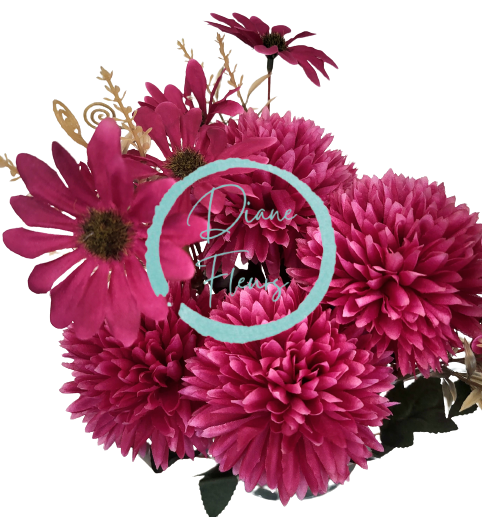 Chryzantéma a Margarétka kytica x10 vínová 48cm umelá